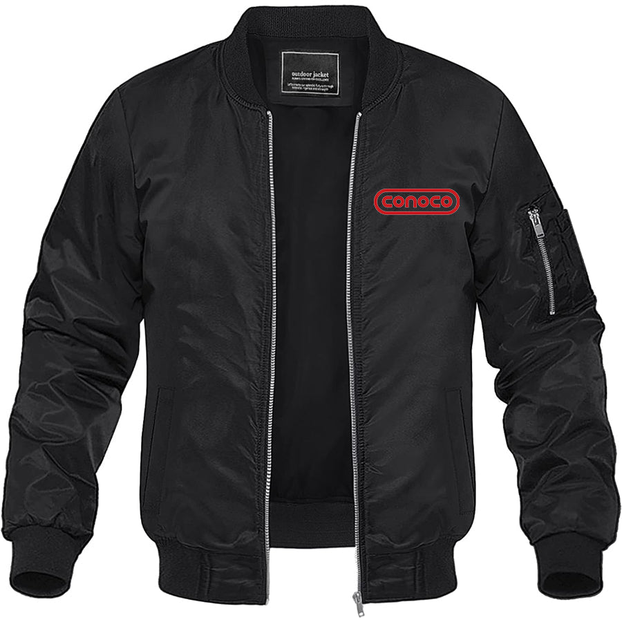 Men's Conoco Gas Station Lightweight Bomber Jacket Windbreaker Softshell Varsity Jacket Coat