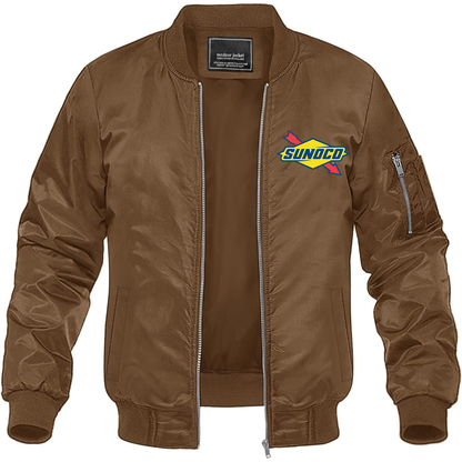 Men's Sunoco Gas Station Lightweight Bomber Jacket Windbreaker Softshell Varsity Jacket Coat