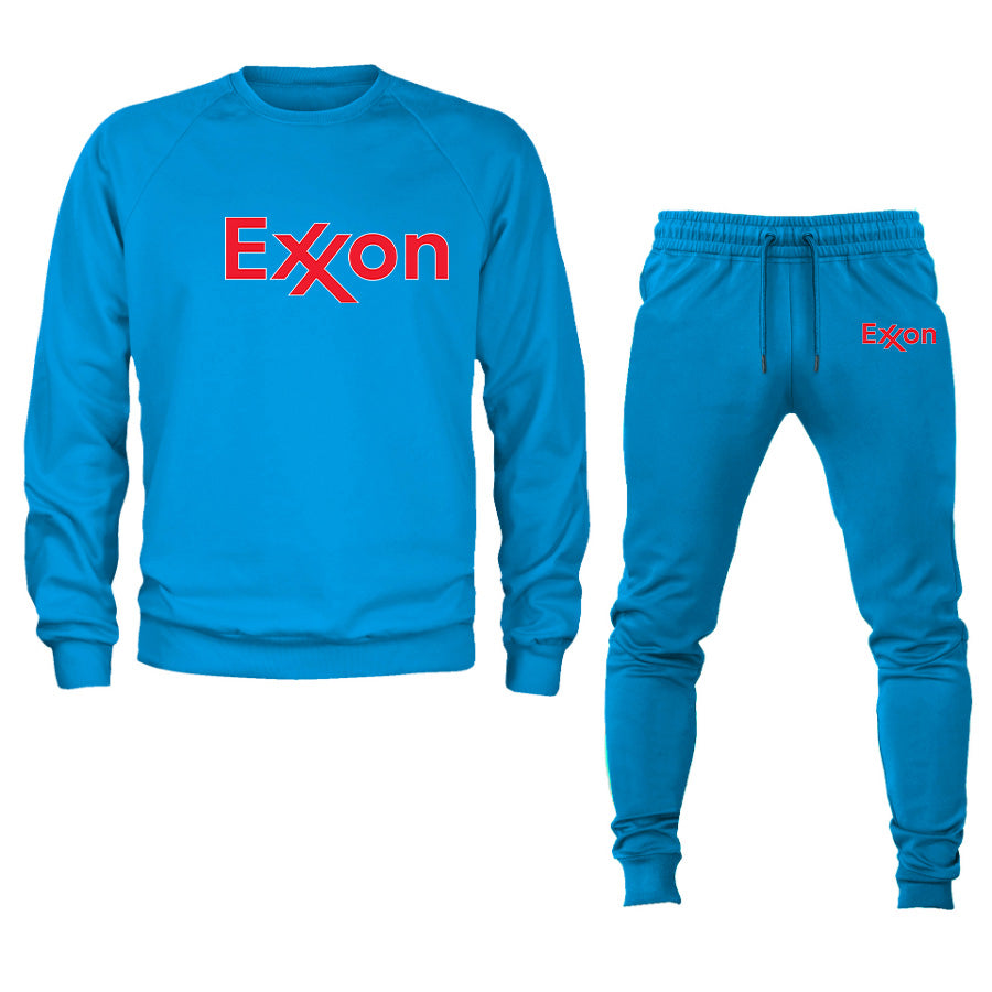 Men's Exxon Gas Station Logo Crewneck Sweatshirt Joggers Suit