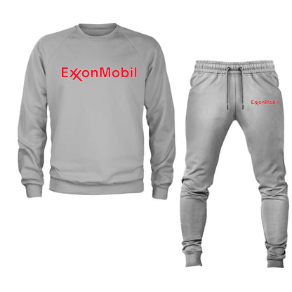 Men's Exxon Mobil Gas Station Logo Crewneck Sweatshirt Joggers Suit