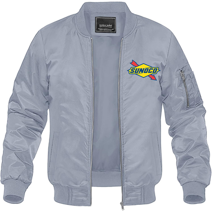 Men's Sunoco Gas Station Lightweight Bomber Jacket Windbreaker Softshell Varsity Jacket Coat