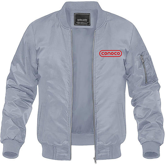 Men's Conoco Gas Station Lightweight Bomber Jacket Windbreaker Softshell Varsity Jacket Coat