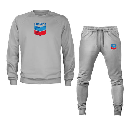 Men's Chevron Gas Station  Crewneck Sweatshirt Joggers Suit