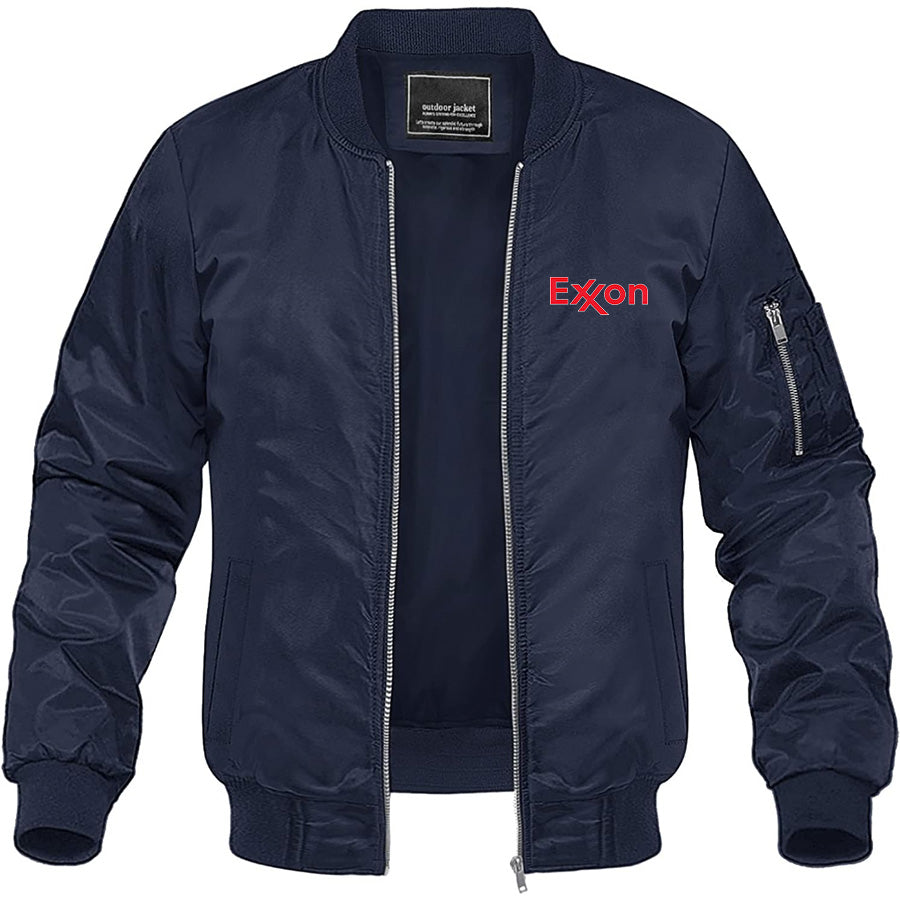 Men's Exxon Gas Station Lightweight Bomber Jacket Windbreaker Softshell Varsity Jacket Coat