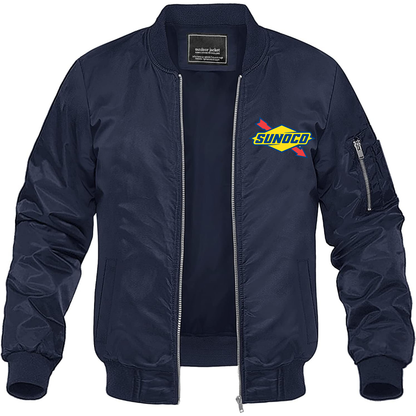 Men's Sunoco Gas Station Lightweight Bomber Jacket Windbreaker Softshell Varsity Jacket Coat