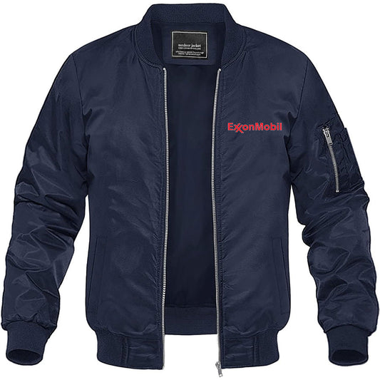 Men's Exxon Mobil Gas Station  Lightweight Bomber Jacket Windbreaker Softshell Varsity Jacket Coat