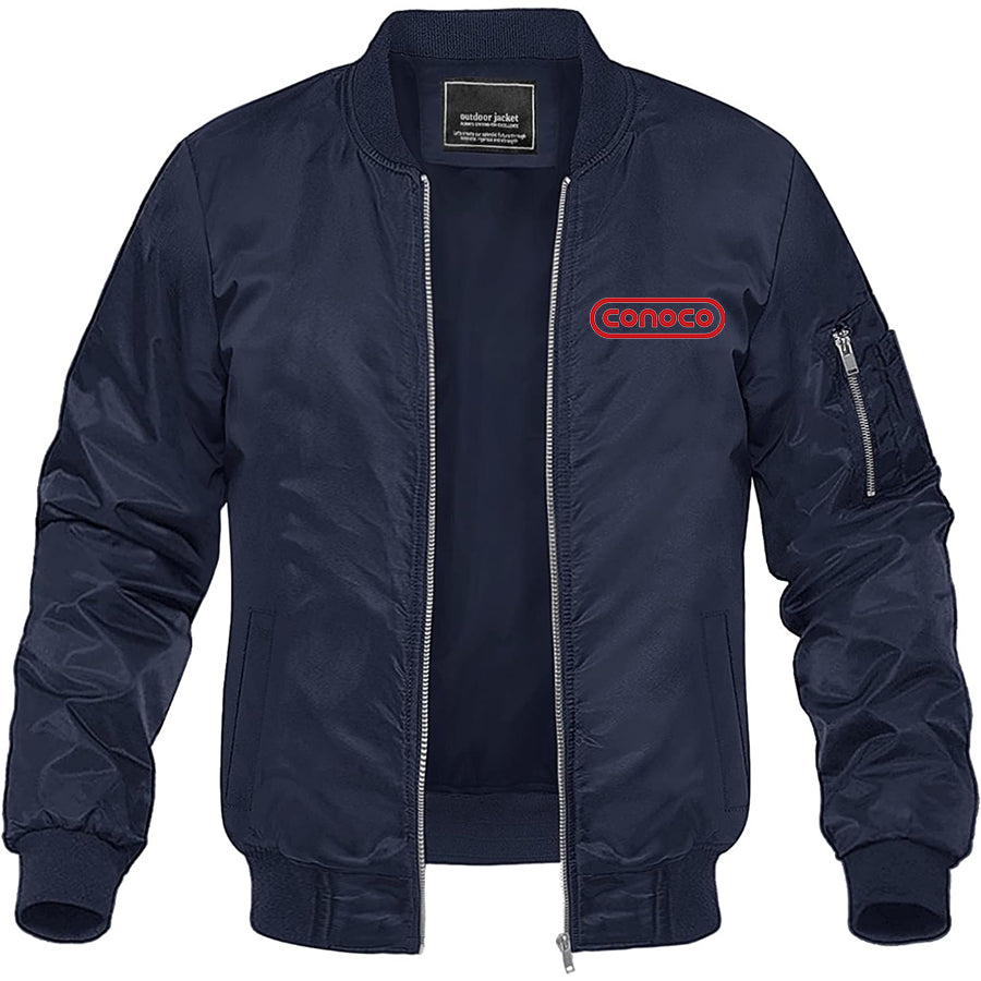 Men's Conoco Gas Station Lightweight Bomber Jacket Windbreaker Softshell Varsity Jacket Coat