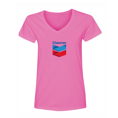 Women's Chevron Gas Station  V-Neck T-Shirt