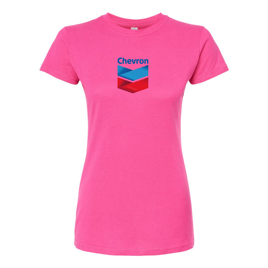 Women's Chevron Gas Station  Round Neck T-Shirt