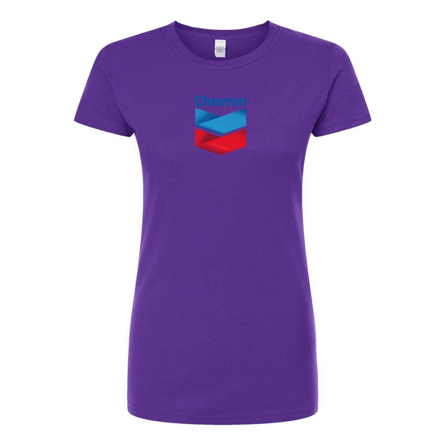 Women's Chevron Gas Station  Round Neck T-Shirt