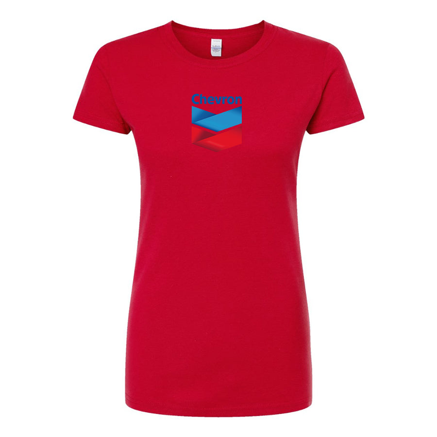 Women's Chevron Gas Station  Round Neck T-Shirt