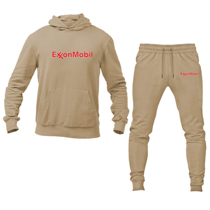 Men's Exxon Mobil Gas Station Logo Hoodie Joggers Set