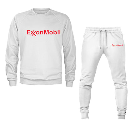 Men's Exxon Mobil Gas Station Logo Crewneck Sweatshirt Joggers Suit