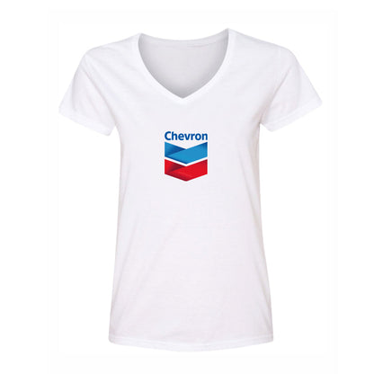 Women's Chevron Gas Station  V-Neck T-Shirt