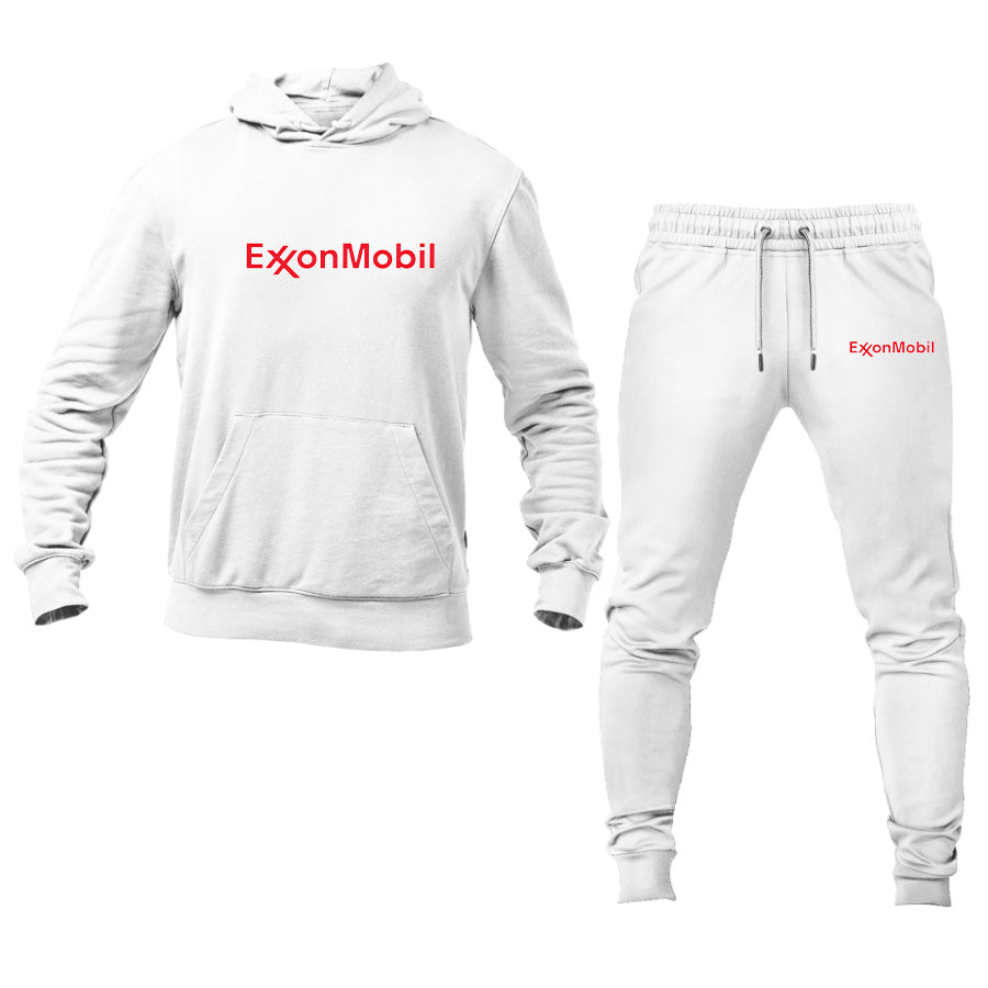 Men's Exxon Mobil Gas Station Logo Hoodie Joggers Set