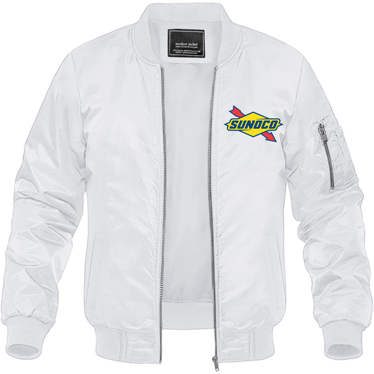 Men's Sunoco Gas Station Lightweight Bomber Jacket Windbreaker Softshell Varsity Jacket Coat