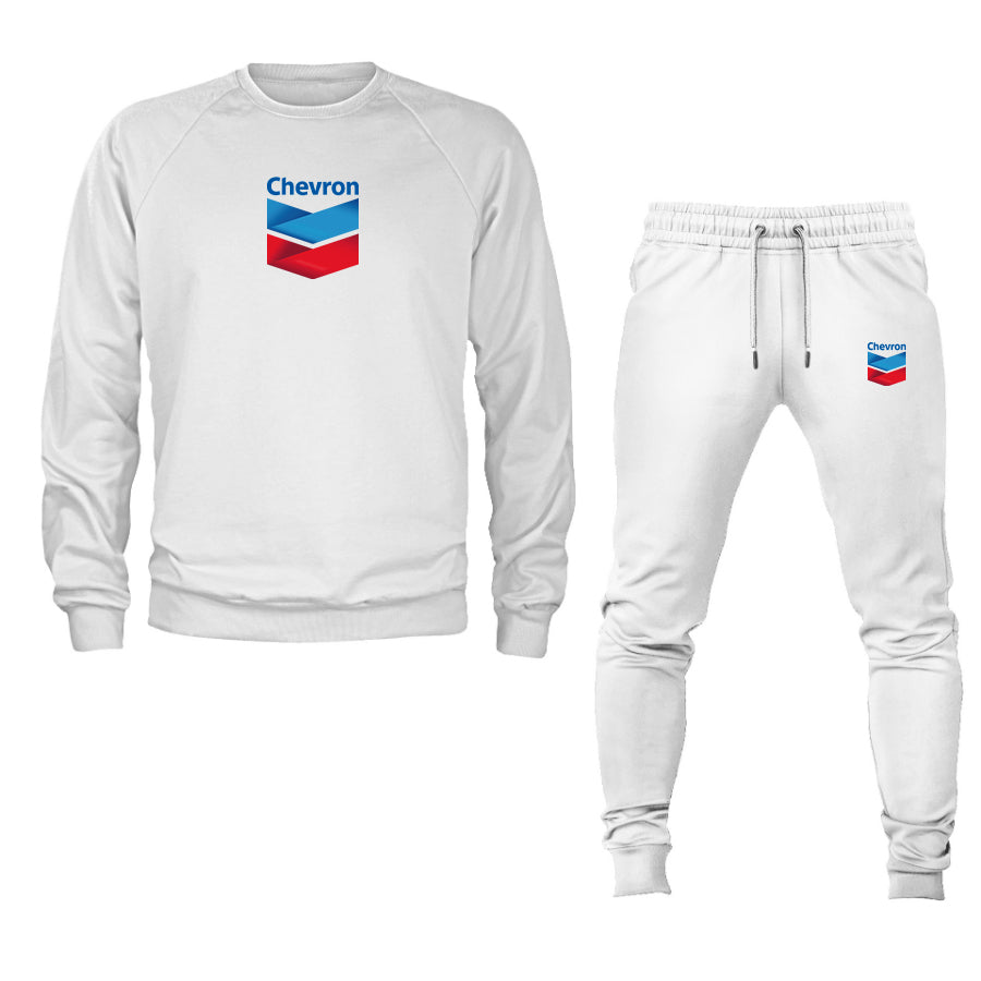 Men's Chevron Gas Station  Crewneck Sweatshirt Joggers Suit